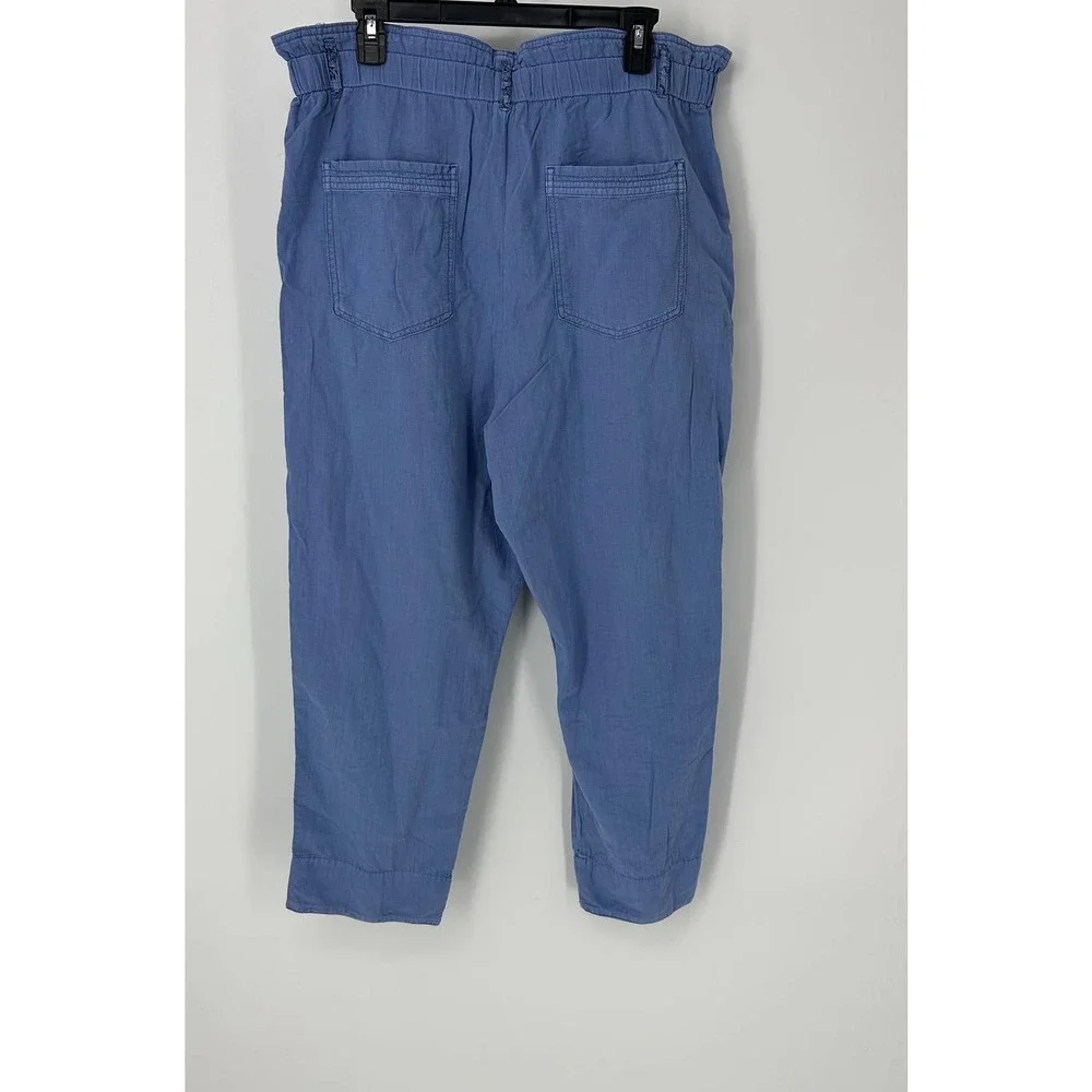Anthropologie malin utility pants size large blue (missing belt) pull on - Picture 2 of 9